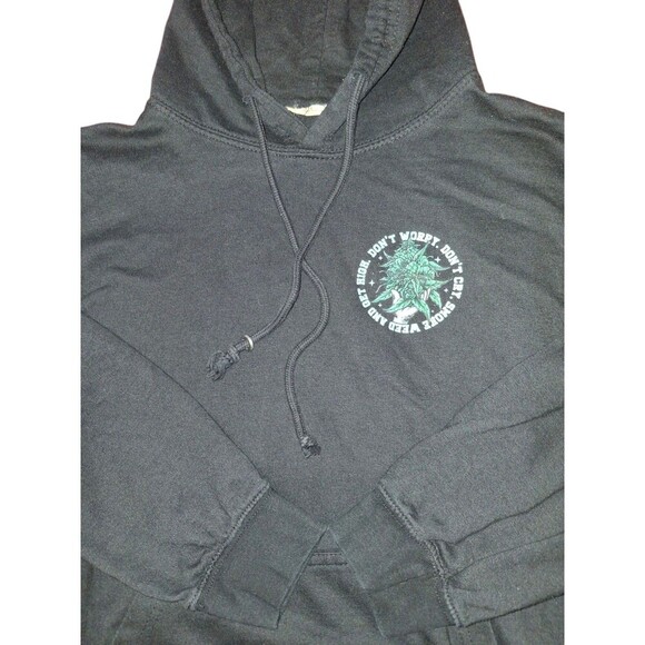 Black Weed Hoodie Dont Worry Dont Cry Get High Size M Graphic Bud - Picture 5 of 6